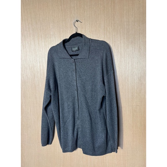 Eileen Fisher Sweaters - Eileen Fisher Womens Gray 100% Cotton Button Front Collared Cardigan Sweater M